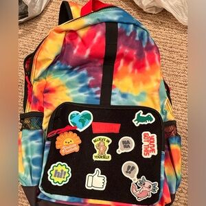 Highlights Colorful Tie-Dye Kids Backpack with Patches Unisex